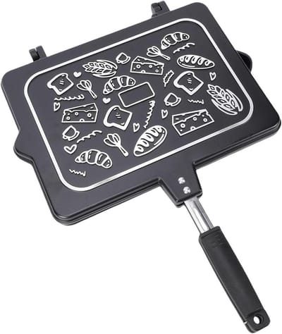 Sandwich Grill Pan - Tosti IJzer - Ontbijt Maken - Dubbelzijdig Gecoat - 49x36x4 cm - Zwart