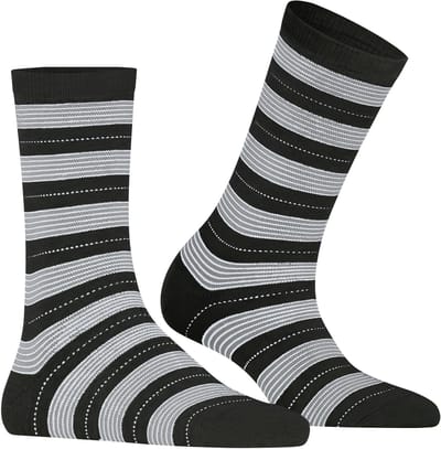 FALKE Stripe Uniform gedessineerd katoen sokken dames zwart - maat 39-42