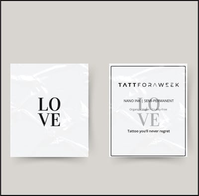 Tijdelijke tattoo lo ve | Neptattoo volwassenen | Tijdelijke tattoo voor volwassenen | Temporary tattoo | Plaktattoos voor volwassenen | Neptattoos | Probeer zorgeloos een tattoo | tattforaweek