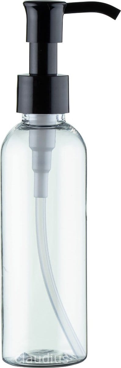 Lege Plastic Fles 100 ml - transparant - met zwarte lotionpomp - set van 10 stuks - navulbaar - leeg