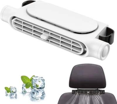 Auto ventilator - Autoventilator - Auto ventilator cooling - 3000 mAh - 18 x 8 cm - 3 snelheden - Draagbare achterbankkoelventilator - Voor achterste hoofdsteun - Stille hoofdsteun-nekventilator voor alle auto's - Wit