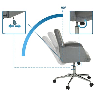 Bureaustoel / draaistoel / kuipstoel SOLAO CORD stof grijs hjh OFFICE