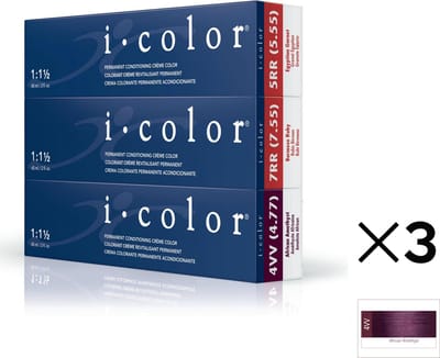 ISO i color Permanent Conditioning Crème Color 60ml 4VV (4.77)African Amethyst x 3 tubes