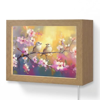 Wandlamp 20x15 cm - Oplaadbaar - Vogels - Bloemen - Roze - Wandlampen binnen woonkamer - Slaapkamer lamp met kabel - Decoratieve nachtlamp - Vloerlamp snoer