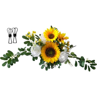 Kunstbloem Slinger 60 x 25cm Zijde Doek Bruiloft Welkomstbord Bloemen Decoratie gray