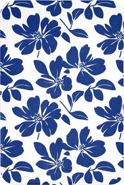 Badmat 60x90 cm - Antislip - Floraal - Modern - Blauw - Badmatten voor badkamer - Badkamermat - Douchemat - Badkamer mat