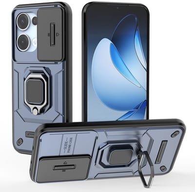 Coverup Hoesje - Geschikt voor OPPO Reno13 5G Hoesje - Coverup Ring Kickstand Back Cover met Camera Shield - Blauw