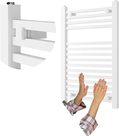 Granitan Handdoekradiator Bergen - 80x50cm - Wit - Ladderdesign - Badkamer Verwarming - CV Radiator