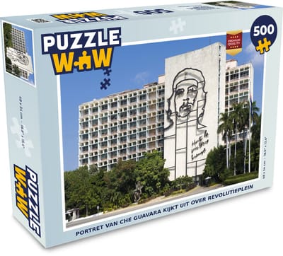 Puzzel Portret van Che Guavara kijkt uit over Revolutieplein - Legpuzzel - Puzzel 500 stukjes