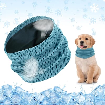 Koelband Hond - Koelhalsband Voor Honden - Koelbandana Hond - Verkoelende Halsdoek - IJsbandana voor honden - Blauw - Maat L