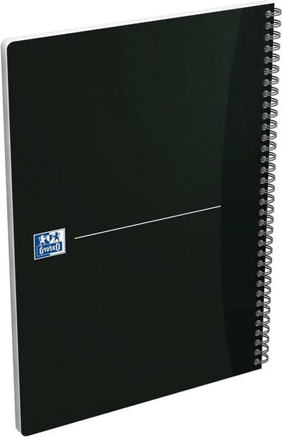 Notitieboek A4 kleine ruitjes - 180 pagina's - spiraalbinding - zwarte omslag - 5 stuks