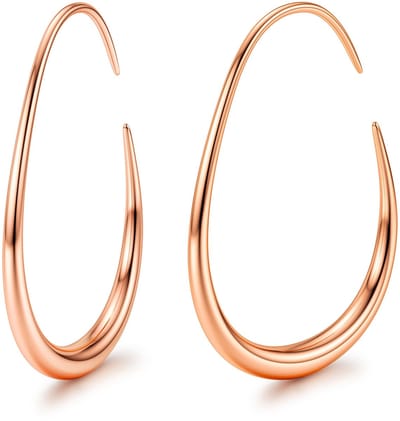Druppelvormige hoepeloorbellen voor dames -18K goud/witgoud/roségoud hoepels roestvrij staal grote ovale doortrekoorringen hypoallergene oorbellen voor tienermeisjes, 25/30/35/40 mm