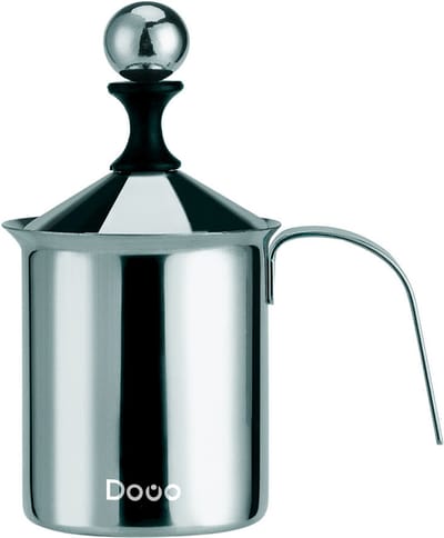 DOWO® - Melkopschuimer Handmatig - RVS - 400 ml - Melkschuimer - Vaatwasserbestendig - Barista – Melkkan