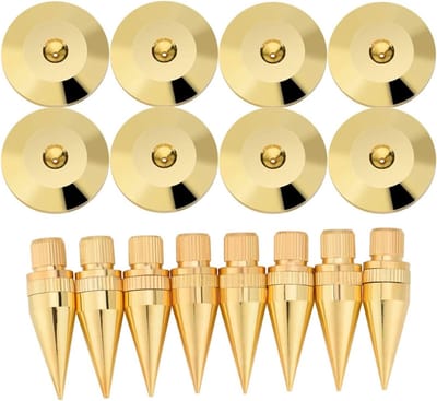 Luidspreker Isolatie Spikes - Speaker Spike Pad - Trillingen Dempen - Vergulde Koperen Constructie - 8 Paar 36x6mm - Goud