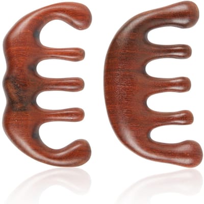 Dailygoods- Hoofdmassagekam 2 Stuks - Antistatisch Natuurlijk Hout - Grove Kam - Hoofdhuidmassage - Gua Sha - Geschikt voor Haargroei - Hoofdmassageborstel