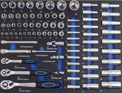 TRUTZHOLM - Professionele Dopsleutelset Inzet - 80-Delig - 520x400 mm - EVA Schuim - Blauw - Werkplaatswagen Lade
