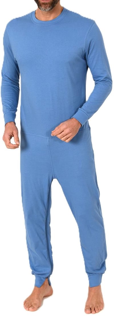 Voedingsoverall voor heren met lange mouwen, pyjama uit één stuk met been ritssluiting