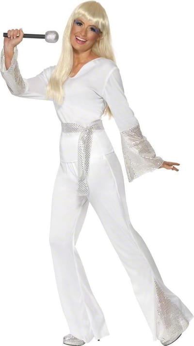Witte Disco outfit voor vrouwen | maat M ( 40 - 42 )