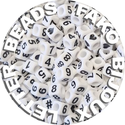 Fako Bijoux - Cijferkralen Vierkant - Number Beads - Acryl Kralen - Sieraden Maken - 250 Stuks - Wit