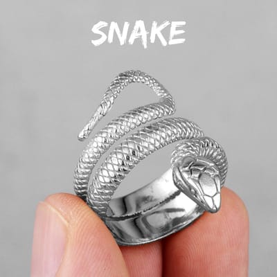Gouden Slang Dier Roestvrij Staal Heren Ringen Punk Hip Hop Uniek Trendy Voor Mannelijke Vriend Sieraden Creativiteit Cadeau 5 gray
