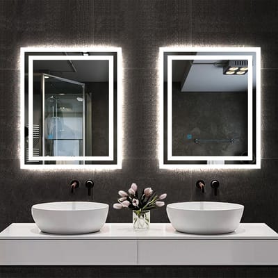 LED badkamerspiegel 60x50cm,5mm wandspiegel,enkele touch sensor schakelaar,koud wit,anti-condens