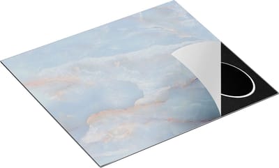 Chefcare Inductie Beschermer Abstracte Kunst - Blauw Lichte Marmer - 60x50 cm - Afdekplaat Inductie - Kookplaat Beschermer - Inductie Mat