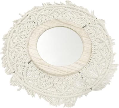 Ronde macramé spiegel 50x50x7 cm - Beige - Macramé - SILUMEN