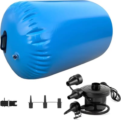 Opblaasbare Gymnastiek Rol - Luchtrol Mat - Gymnastiek Training - Verdikte Wandstructuur - 90/120 Cm - Blauw