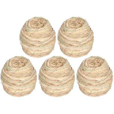 Ensemble de 5 pièces 12CM Paille Simulation Oiseau Lieu d'éclosion Décoration Maison d'élevage de perroquets beige