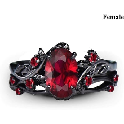 Charm Koppelringen Romantische Vrouwen Rode Strass Ringen Set Trendy Mannen Roestvrij Staal Keltische Draak Ringen Trouwring Sieraden 7 black