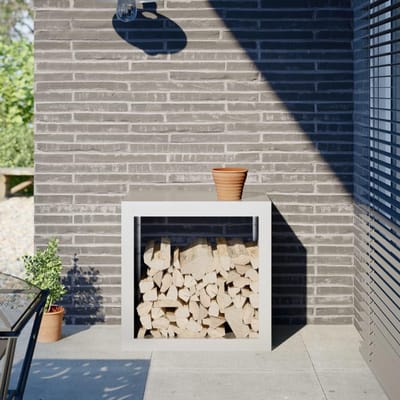 Brandhoutrek Staal - Houtopslag Houthouder - Open Haard - Ventilatie Ontwerp - 60x40x60cm - Wit