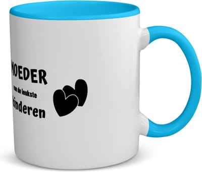 Akyol - moeder van de leukste kinderen koffiemok - theemok - blauw - Mama - de leukste mama - moeder cadeautjes - moederdag - verjaardag - geschenk - kado - 350 ML inhoud