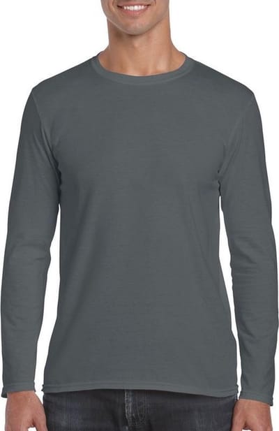 Basic heren t-shirt antraciet met lange mouwen - Herenkleding - herenshirt met lange mouw M