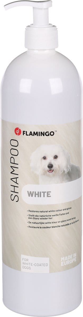 Hondenshampoo Witte Vacht – 1L – verzorgend & hydraterend – Flamingo vachtverzorging