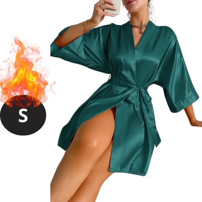 Bovista Satijnen Jurk - Slipdress - Pyama Dames - Badjas - Ochtendjas - Kimono - Erotisch - Kamerjas - Groen S