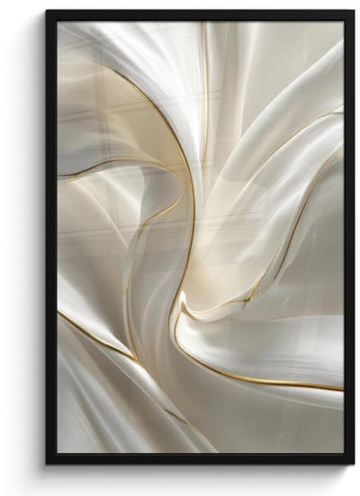 Poster in lijst - Fotolijst 60x90 cm - Posters - Stof - Plooien - Goud - Posterlijst zwart - Decoratie - Wanddecoratie woonkamer - Muurdecoratie slaapkamer