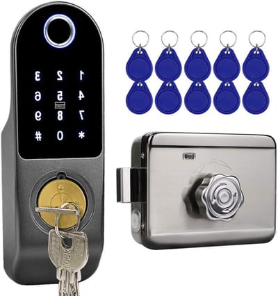 Aurixi® Deurslot Buitendeur - Smartlock - Slim Deurslot Met Vingerdrukherkenning - Codeslot - Elektrisch Deurslot Met Code Toegang - Intelligent Smart Lock - Roestvrij staal - Grijs - ‎28cm x 22cm x 9cm