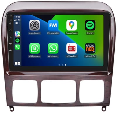 Carplay autoradio voor Mercedes S-Klasse | 1999 t/m 2005 | Android 13 | Draadloos Apple Carplay & Android Auto | 2GB + 32GB | Davilon | 1999 2000 2001 2002 2003 2004 2005 | Bluetooth & Wifi