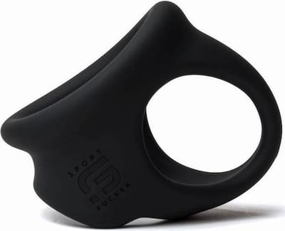 Sport Fucker - Cock Chute - Rekbare Cockring en Ballenspreider - Liquid Siliconen - Zwart
