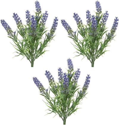 Decoris Lavandula / lavendel kunstplant - 3x stuks - 34 cm - bosje/bundel - Kunstplanten - nepplanten