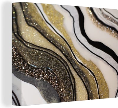Canvas Schilderij Edelsteen - Abstract - Marmer - Natuur - 40x30 cm - Wanddecoratie