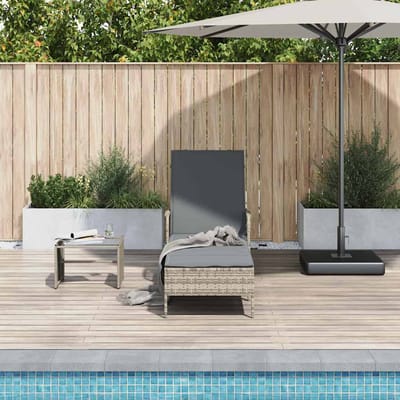 vidaXL Ligstoel Lichtgrijs en Donkergrijs 200 x 55 x 92 cm poly rattan