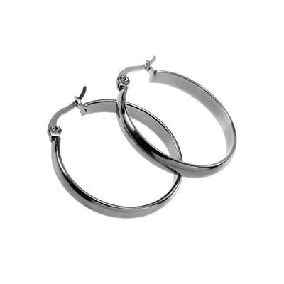 ∅30mm x 3mm Oorringen Dames - Gepolijst RVS - Oorbellen