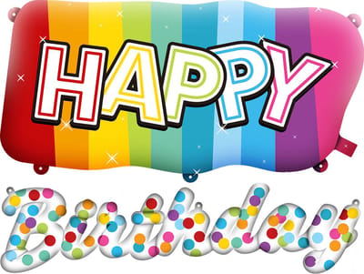 Folat - Folieballonnen 'Happy Birthday' Rainbow Bday - 2 stuks