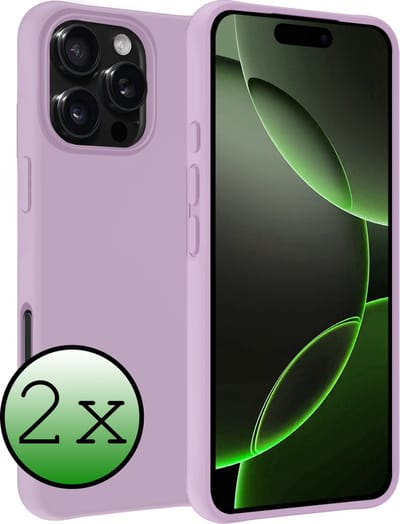 Hoesje 2 Stuks - Geschikt voor Apple iPhone 16 Pro - Sterk & Shockproof - Case Siliconen - Back Cover - Telefoon Hoes - Lila