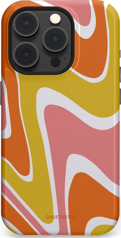 Casetastic hoesje geschikt voor Apple iPhone 15 Pro - MagSafe - Dubbellaagse bescherming - Retro rave - Fashion Case - Goud Terracotta Koraal Wit