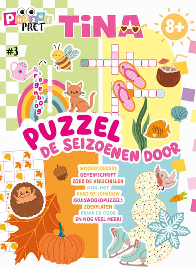 Tina Puzzelpret 3 - Puzzelboek - Puzzelboek Kinderen - Seizoenen - Puzzelboeken - Vakantieboek - Zomerboek - Sudoku Kinderen - Puzzelen - Puzzels - Puzzel - Puzzel boek - Doeboek - Knutselen - DIY - Breinbreker - Meisje - Knutselen Meisjes - Raadsels