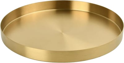 Ronde metalen serveerschaal voor kaarsen, sieraden, make-up en toiletten - 30 cm goudkleurig en multifunctioneel