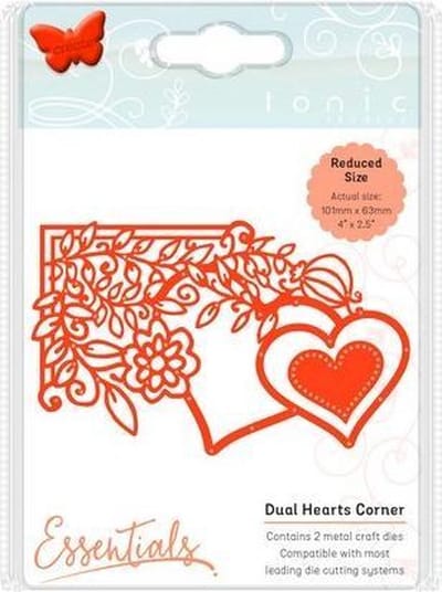 Tonic Studios Die fanciful floral - duel hearts 1538E - snijmal bloemen hoekje met hart harten