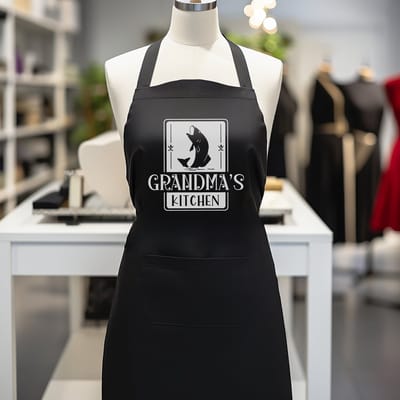 Verstelbaar kookschort, unisex, met 2 Zakken Vloeistof Druppel Waterbestendig Koken Keuken Restaurant Bar Schilderen BBQSchort, voor diverse doeleinden, Zwart Schorten Koksschort Unisex Schorten voor Vrouwen en mannen , grandma_s kitchen,